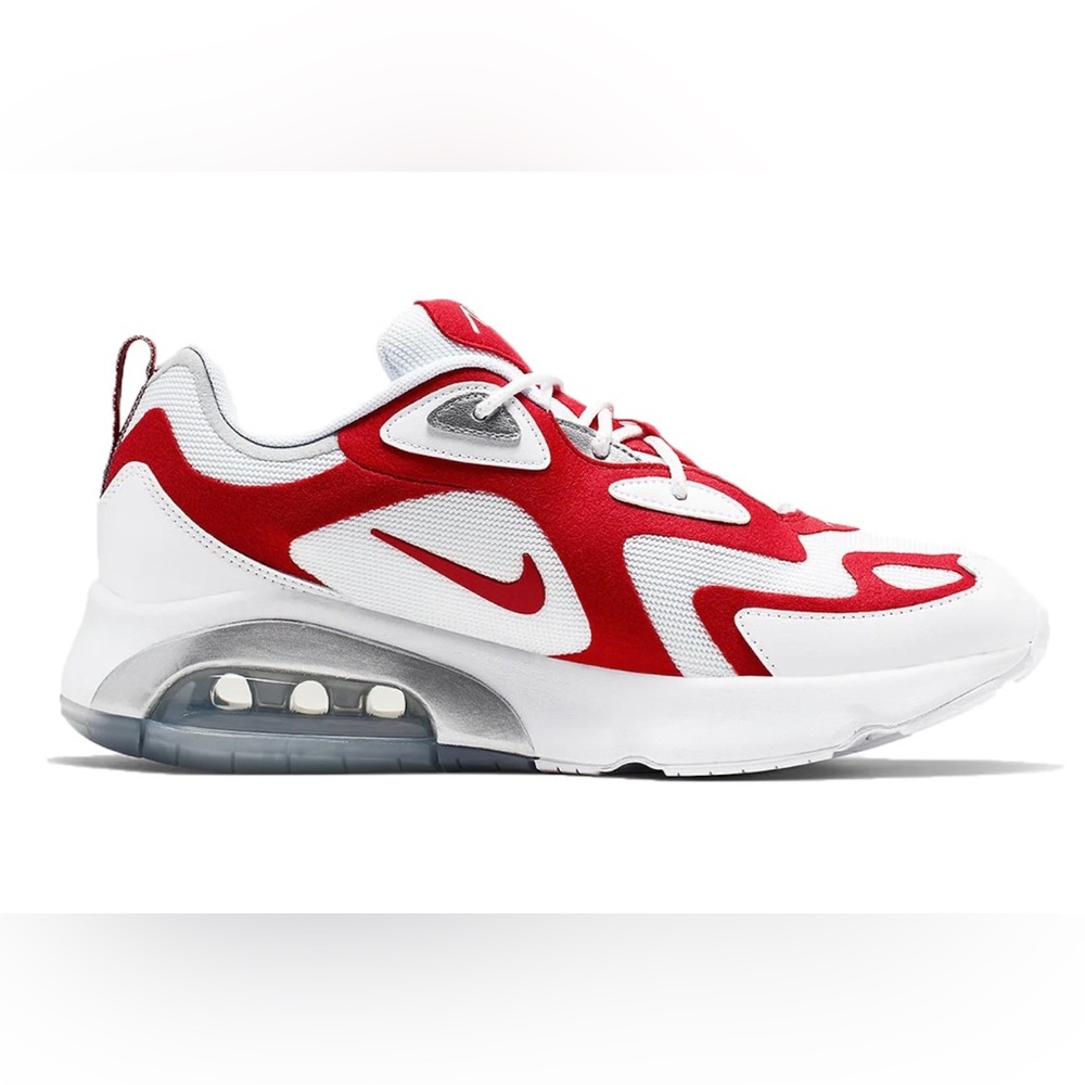 Preowned Men size 11.5 Nike Air Max 200
White University Red